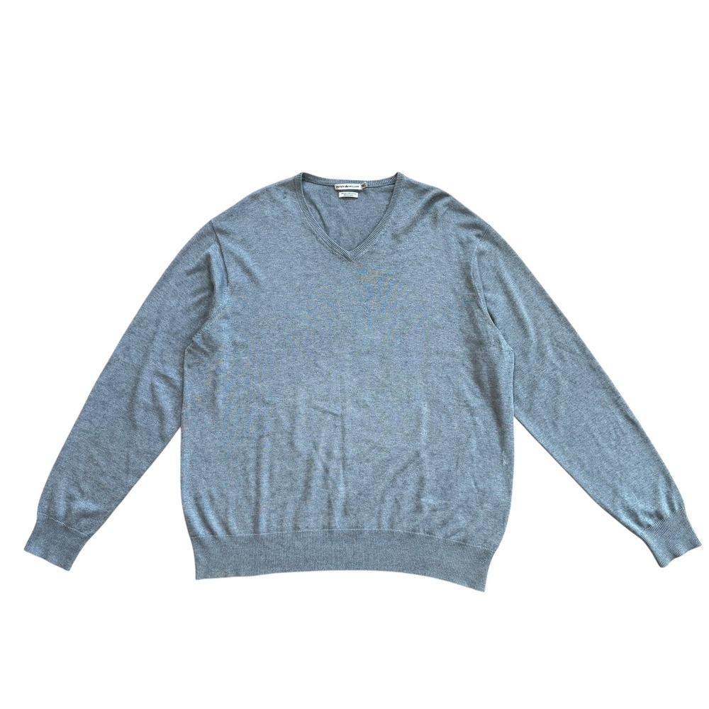 Peter Millar XXL Sweater Mens V Neck Blue Silk Cashmere Blend Knit